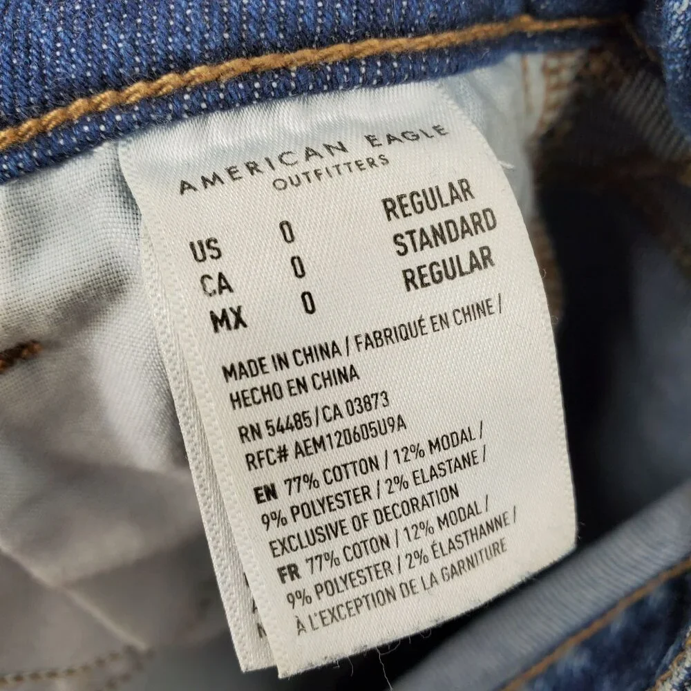 American Eagle‎ Highest Rise Mom Fit Distressed Denim Jeans Size 0